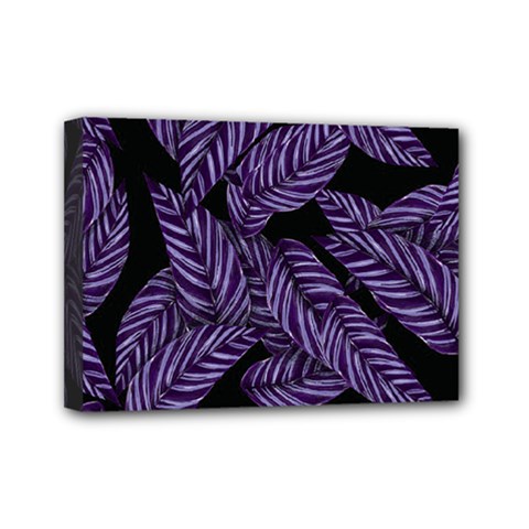 Tropical Leaves Purple Mini Canvas 7  X 5  (stretched) by snowwhitegirl