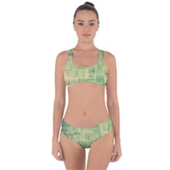 Abstract Green Tile Criss Cross Bikini Set by snowwhitegirl