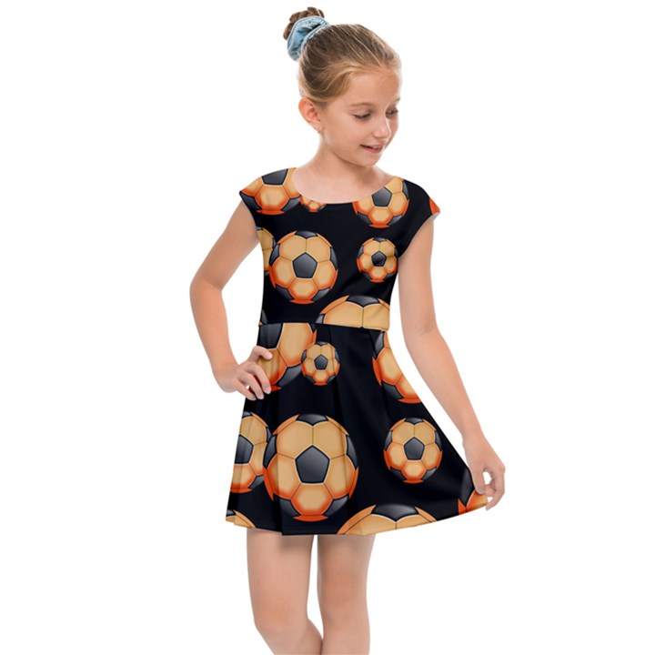 Wallpaper Ball Pattern Orange Kids  Cap Sleeve Dress