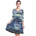 Spaceship Interior Stage Design Quarter Sleeve Waist Band Dress