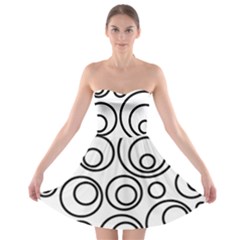 Abstract Black On White Circles Design Strapless Bra Top Dress by LoolyElzayat