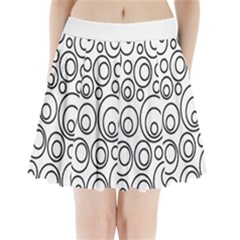 Abstract Black On White Circles Design Pleated Mini Skirt by LoolyElzayat