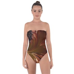 Fractal Copper Copper Color Leaf Tie Back One Piece Swimsuit by Pakrebo