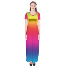 Neon Bright Rainbow Short Sleeve Maxi Dress by retrotoomoderndesigns