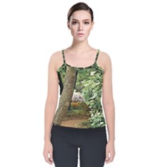 Garden Of The Phoenix  Velvet Spaghetti Strap Top by Riverwoman