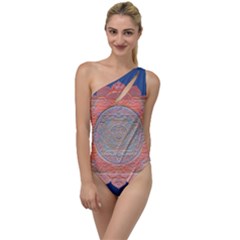 Boho Bliss Peach Metallic Mandala To One Side Swimsuit by beautyskulls