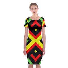 Reggae Vintage Geometric Vibrations Classic Short Sleeve Midi Dress by beautyskulls