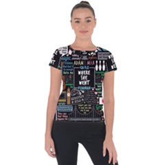 Book Quote Collage Short Sleeve Sports Top  by Sudhe