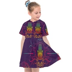 Boho Hamsa Mandala Kids  Sailor Dress by lucia