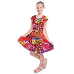 Boho Hippie Bus Kids  Short Sleeve Dress by lucia