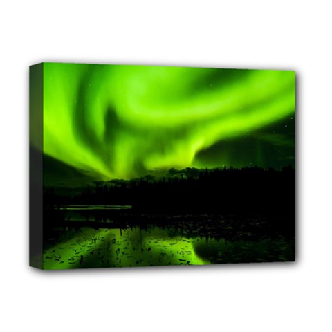 Aurora Borealis Northern Lights Sky Deluxe Canvas 16  X 12  (stretched)  by Sudhe