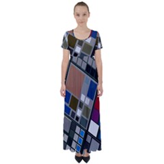 Abstract Composition High Waist Short Sleeve Maxi Dress by Sudhe