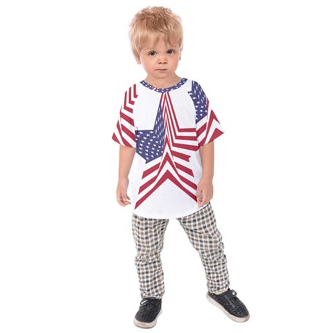 A Star With An American Flag Pattern Kids  Raglan Tee by Sudhe