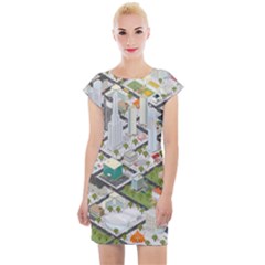 Simple Map Of The City Cap Sleeve Bodycon Dress by Sudhe