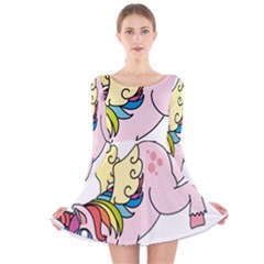 Unicorn Arociris Raimbow Magic Long Sleeve Velvet Skater Dress by Sudhe