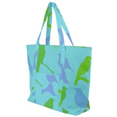 Bird Watching - Light Blue Green- Zip Up Canvas Bag by WensdaiAmbrose