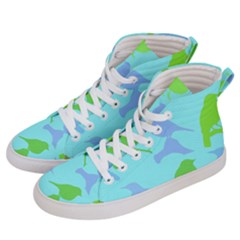 Bird Watching - Light Blue Green- Men s Hi-top Skate Sneakers by WensdaiAmbrose