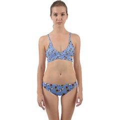 Lamb Pattern Blue Wrap Around Bikini Set by snowwhitegirl