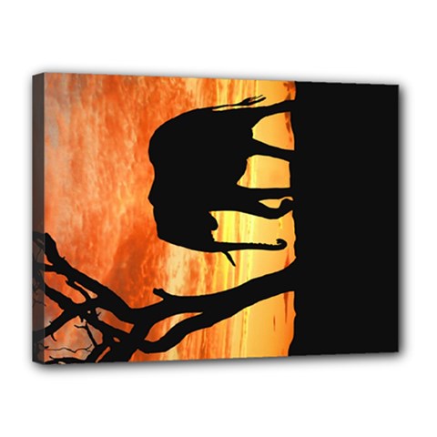 Family Of African Elephants Canvas 16  X 12  (stretched) by Sudhe