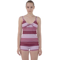 Striped Shapes Wide Stripes Horizontal Geometric Tie Front Two Piece Tankini by Sudhe