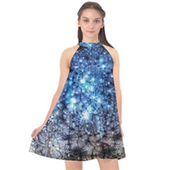 Abstract Fractal Magical Halter Neckline Chiffon Dress  by Sudhe