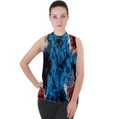 Abstract Fractal Magical Mock Neck Chiffon Sleeveless Top by Sudhe