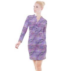 Purple Background Abstract Pattern Button Long Sleeve Dress by Sudhe