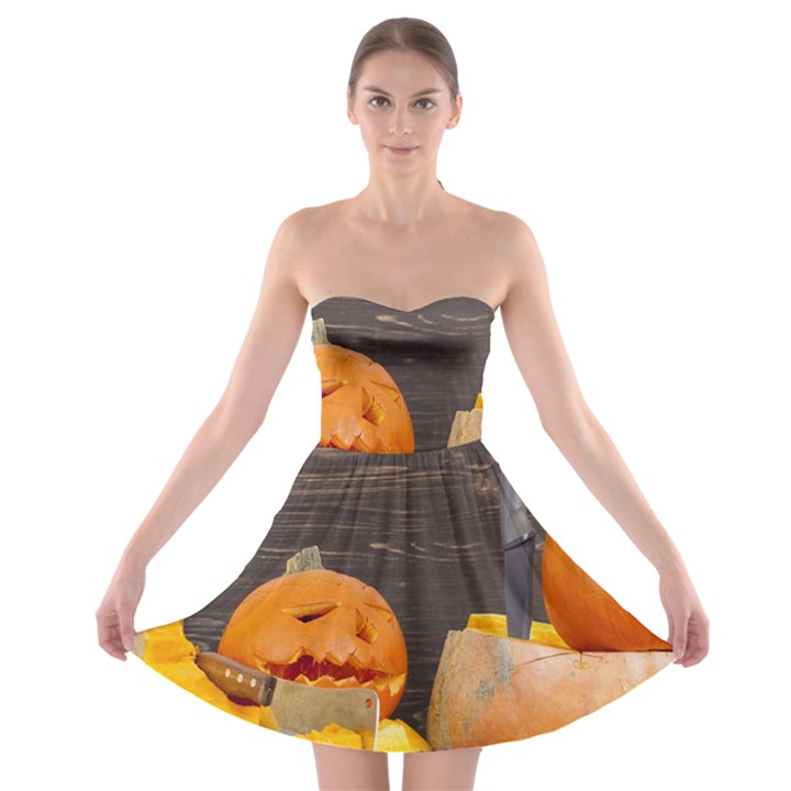 Old crumpled pumpkin Strapless Bra Top Dress