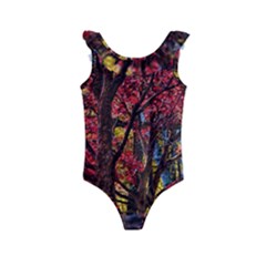 Autumn Colorful Nature Trees Kids  Frill Swimsuit by Sudhe