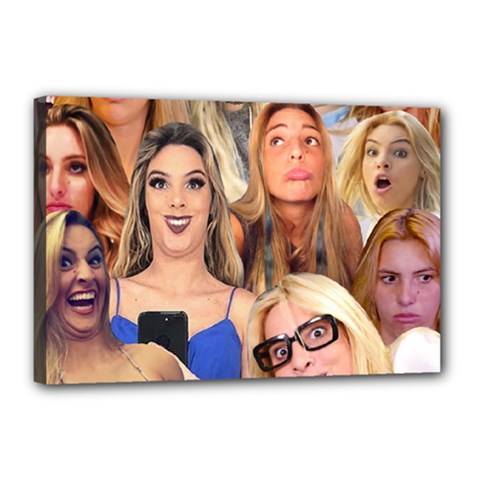 Lele Pons - Funny Faces Canvas 18  X 12  (stretched) by Valentinaart