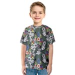 Vintage flowers and birds pattern Kids  Sport Mesh Tee