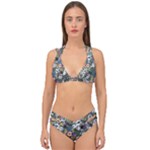 Vintage flowers and birds pattern Double Strap Halter Bikini Set