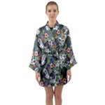 Vintage flowers and birds pattern Long Sleeve Kimono Robe