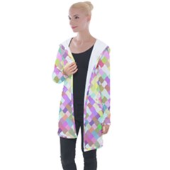Mosaic Colorful Pattern Geometric Longline Hooded Cardigan by Mariart