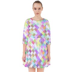 Mosaic Colorful Pattern Geometric Smock Dress