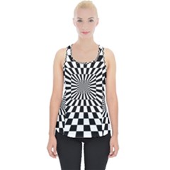 Optical Illusion Chessboard Tunnel Piece Up Tank Top by Pakrebo