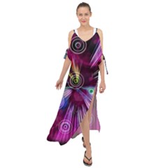 Fractal Circles Abstract Maxi Chiffon Cover Up Dress by Pakrebo