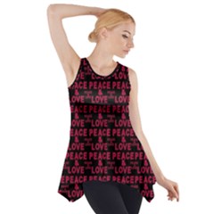 Peace And Love Typographic Print Pattern Side Drop Tank Tunic by dflcprintsclothing