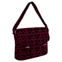 Peace And Love Typographic Print Pattern Buckle Messenger Bag by dflcprintsclothing