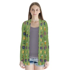 St Patricks Day Pattern Drape Collar Cardigan by Valentinaart