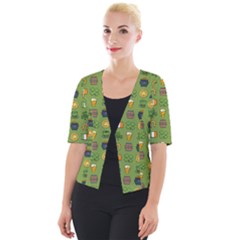St Patricks Day Pattern Cropped Button Cardigan by Valentinaart