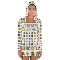 St Patricks Day Pattern Long Sleeve Hooded T-shirt by Valentinaart