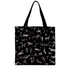 Petroglyph Nordic Beige And Black Background Petroglyph Nordic Beige And Black Background Zipper Grocery Tote Bag by snek