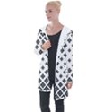 Black And White Tribal Longline Hooded Cardigan View1