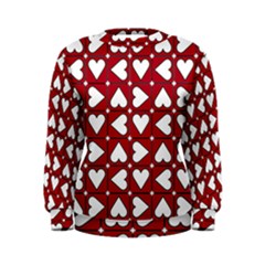 Graphic Heart Pattern Red White Women s Sweatshirt