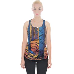 Woods Trees Abstract Scene Forest Piece Up Tank Top by Pakrebo