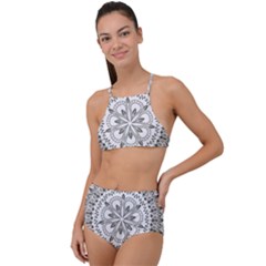 Vector Mandala Drawing Decoration High Waist Tankini Set by Pakrebo