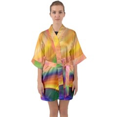 Wave Watercolor Watercolour Quarter Sleeve Kimono Robe by Pakrebo