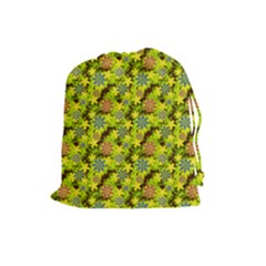 Flowers Yellow Red Blue Seamless Drawstring Pouch (large)