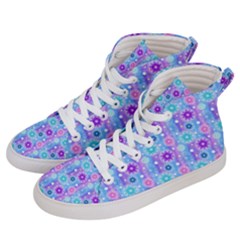 Flowers Light Blue Purple Magenta Men s Hi-top Skate Sneakers